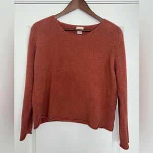 Rust Cropped Crew Neck Sweater Soft Knit Casual